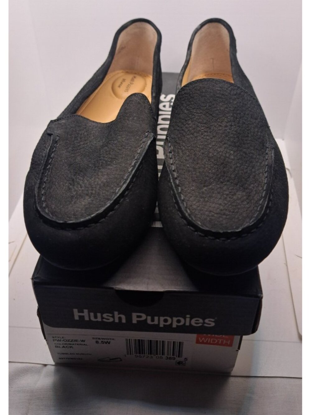 Hush Puppies Womens Ozzie Black Loafers Shoes 8.5 W Leather Upper New NIB